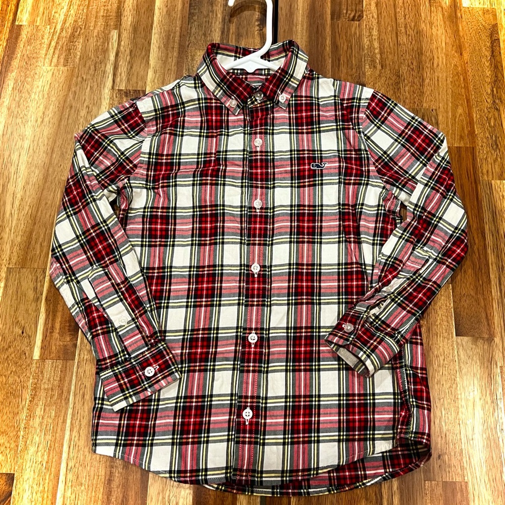 Vineyard Vines Plaid Kids Whale Shirt